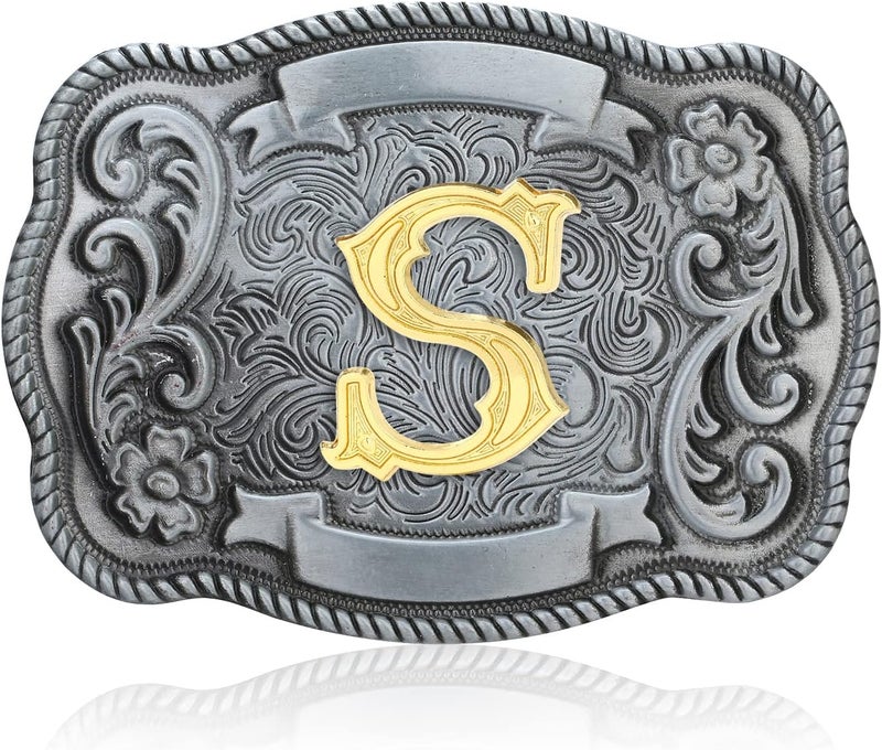 QQA Western Cowboy/Cowgirl Initial Belt Buckle Letter ABC to Z Upgrade Design for Men and Women - Image 1